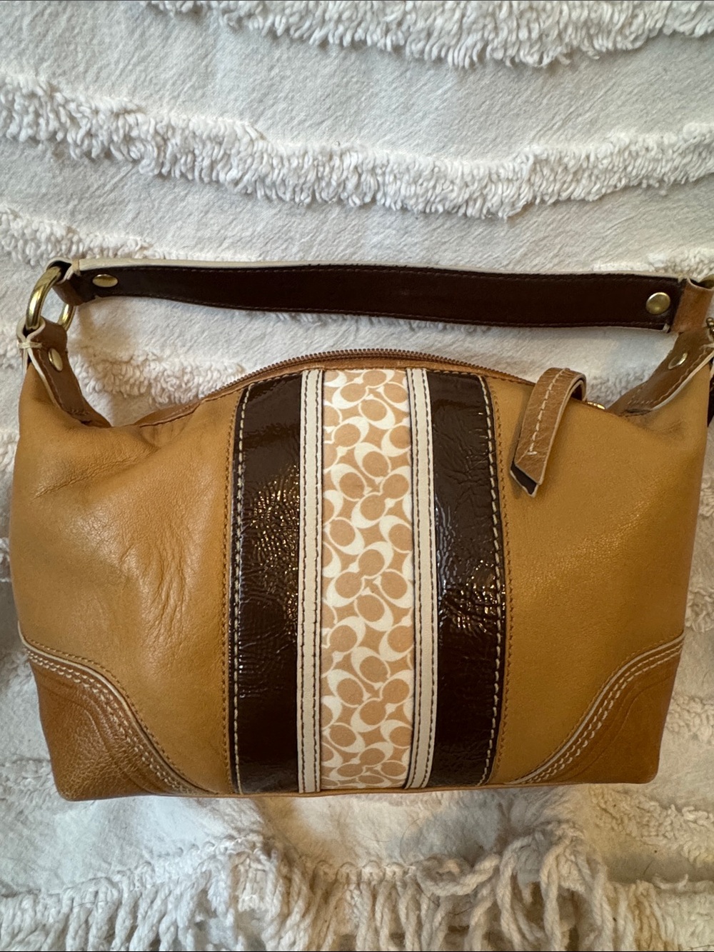 Coach Tan & Brown Vtg Y2K mini demi bag j0793-41041
